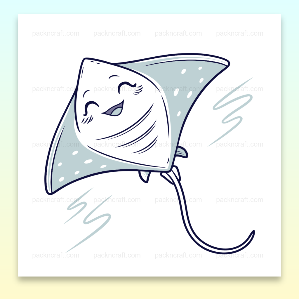 Illustration vectorielle d'une raie manta souriante, idéale pour les projets créatifs.