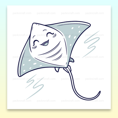 Illustration vectorielle d'une raie manta souriante, idéale pour les projets créatifs.