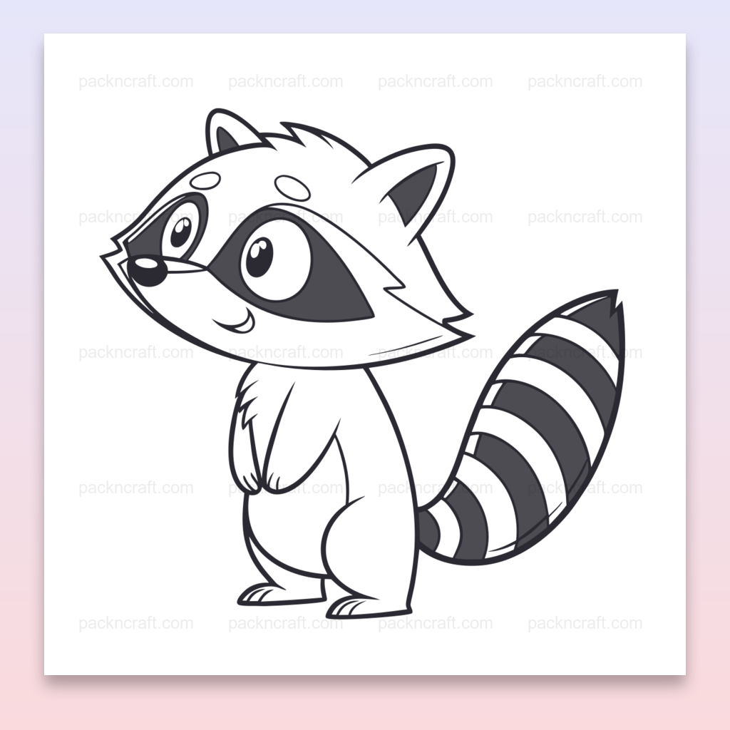 Illustration d'un raton laveur curieux en style doodle, idéale pour projets créatifs