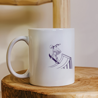 Mug avec motif skateur en action style minimaliste pour un look urbain moderne