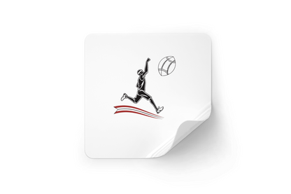 Sticker avec joueur de basket bondissant en style dynamique sportif