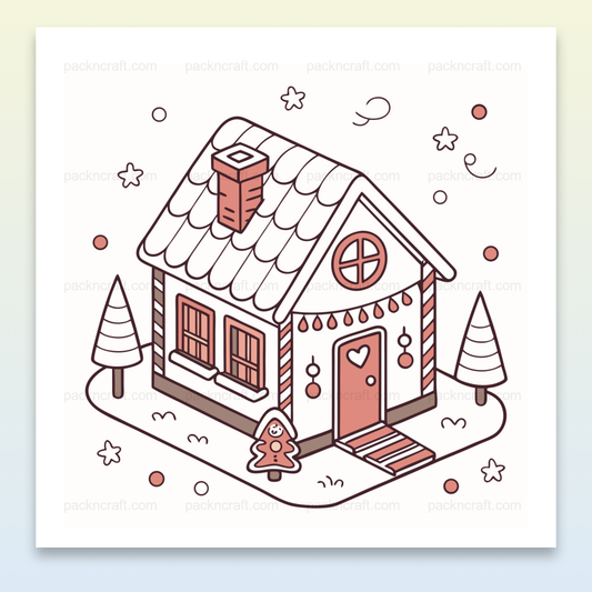 Illustration de maison en pain d'épice magique pour décorations de Noël DIY