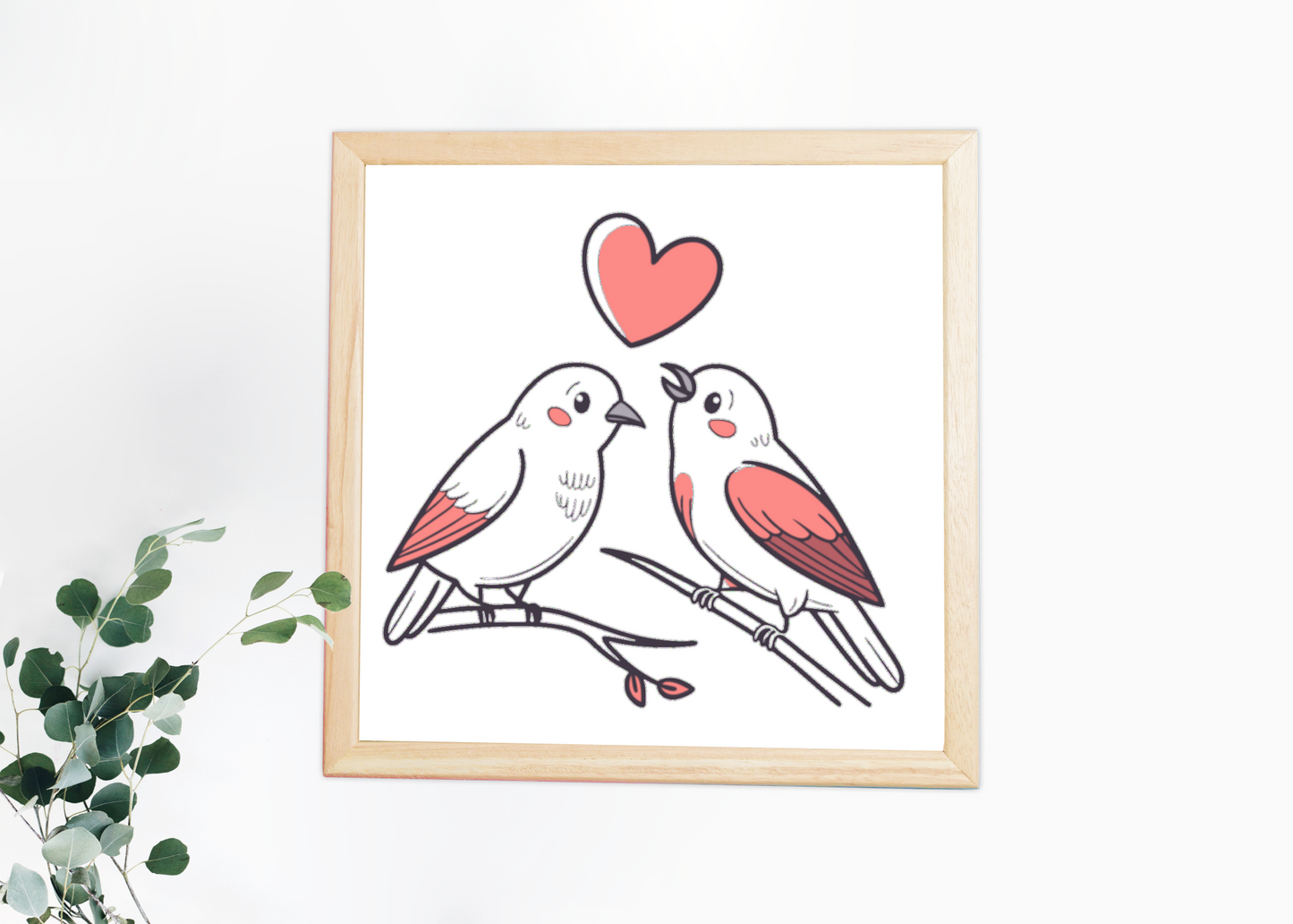 Cadre chic avec oiseaux romantique, idéal pour la décoration intérieure