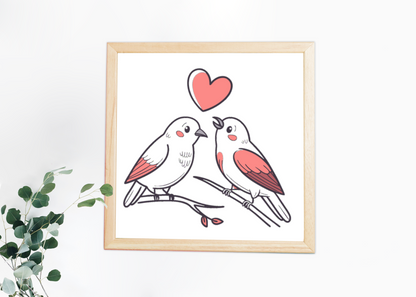 Cadre chic avec oiseaux romantique, idéal pour la décoration intérieure