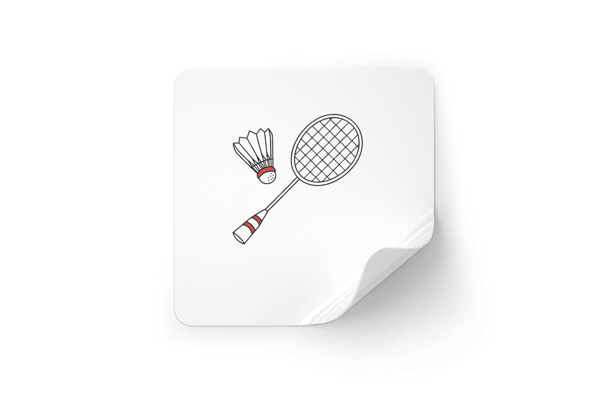 Sticker représentant un coup de raquette avec un volant de badminton dynamique