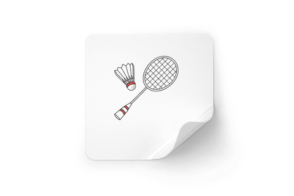Sticker représentant un coup de raquette avec un volant de badminton dynamique