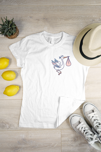 T-shirt mignon avec illustration de cigogne kawaii