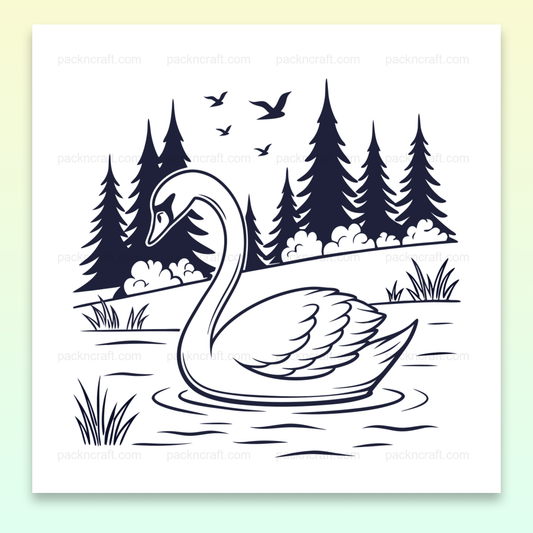 Illustration vectorielle d'un cygne serein dans la nature pour déco et projet DIY