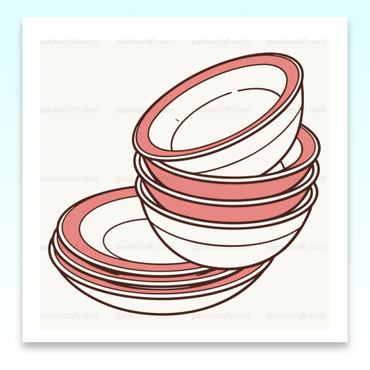 Illustration d'assiettes empilées en style doodle pour déco et projets DIY