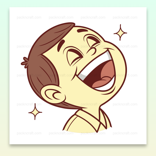 Illustration joyeuse d'un enfant riant entouré d'étoiles, style cartoon pour projets éducatifs et créatifs.