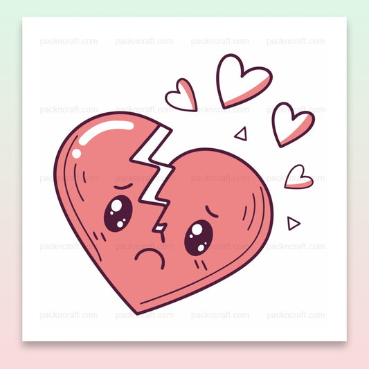 Illustration SVG kawaii de cœur brisé pour projets créatifs.