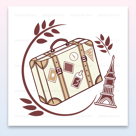 Illustration vectorielle d'une valise vintage, idéale pour projets DIY et déco.