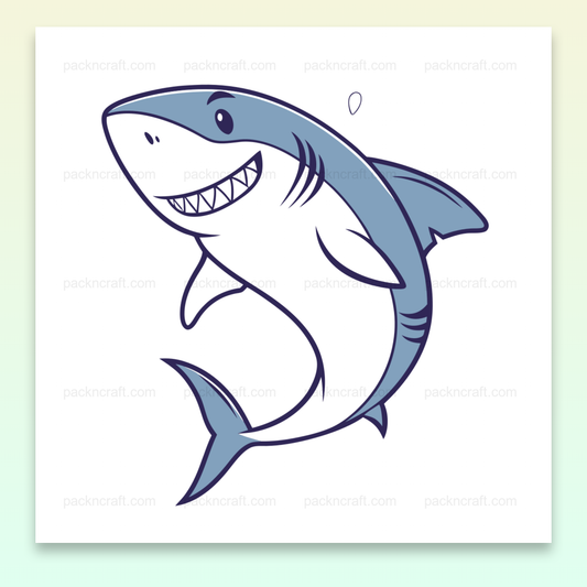 Illustration SVG de requin souriant, parfait pour stickers et projets marins.