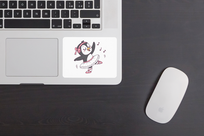 Sticker représentant un pingouin dansant en style pastel enfantin