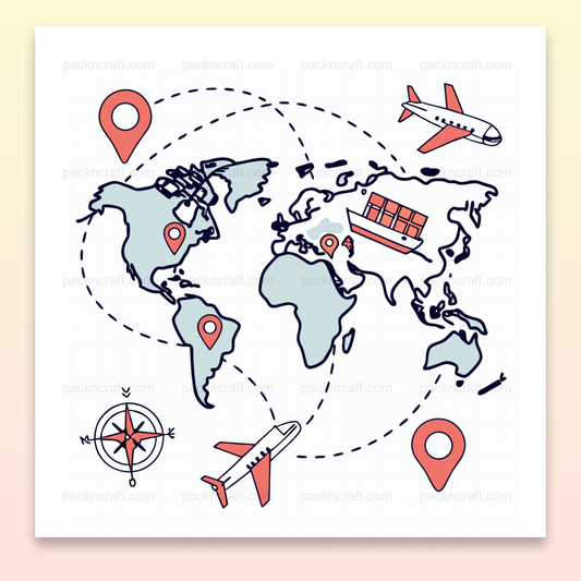 Carte du monde dynamique avec avion et bateau pour projets voyage