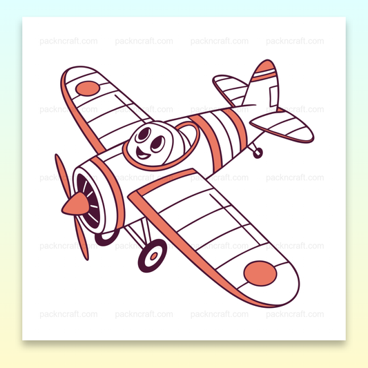 Illustration numérique d'un avion souriant, idéale pour usage DIY, déco et éducatif.