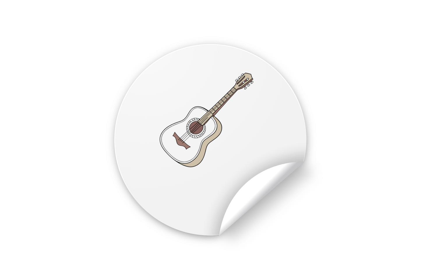 Sticker avec guitare acoustique décorative paisible et élégante sur thème musical