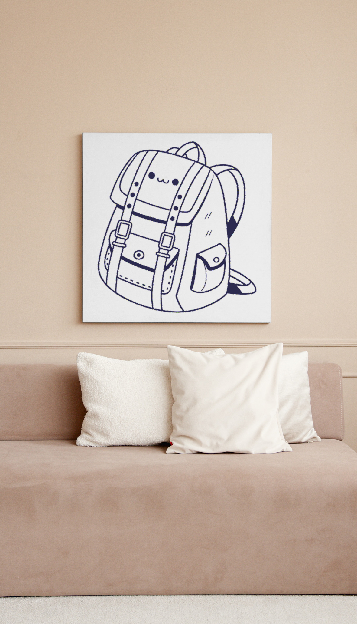 Cadre avec motif kawaii enjoué éducatif, parfaite déco pour espace créatif