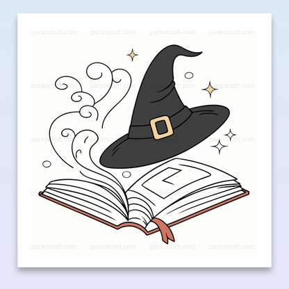 Illustration intemporelle d'un chapeau de sorcier dans un style vectoriel, parfait pour Halloween et projets DIY.