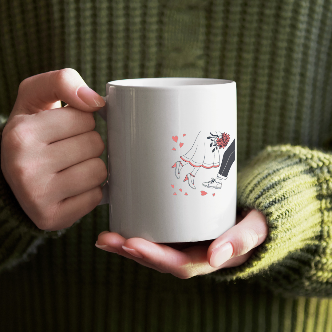 Motif de chaussures de mariage sur mug