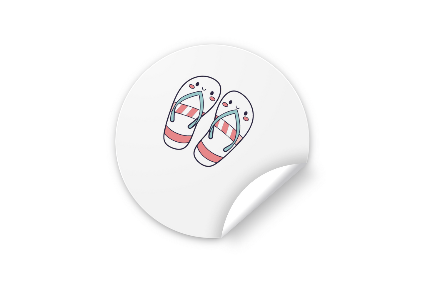 Sticker avec tongs souriantes dans un style kawaii pour un été fun et coloré