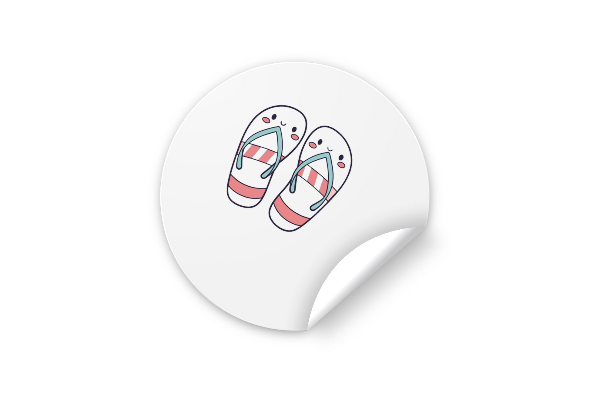 Sticker avec tongs souriantes dans un style kawaii pour un été fun et coloré