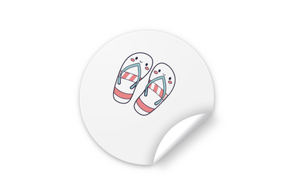 Sticker avec tongs souriantes dans un style kawaii pour un été fun et coloré