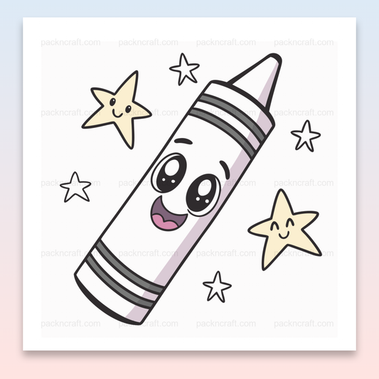 Crayon souriant et étoiles, illustration SVG pour projets créatifs