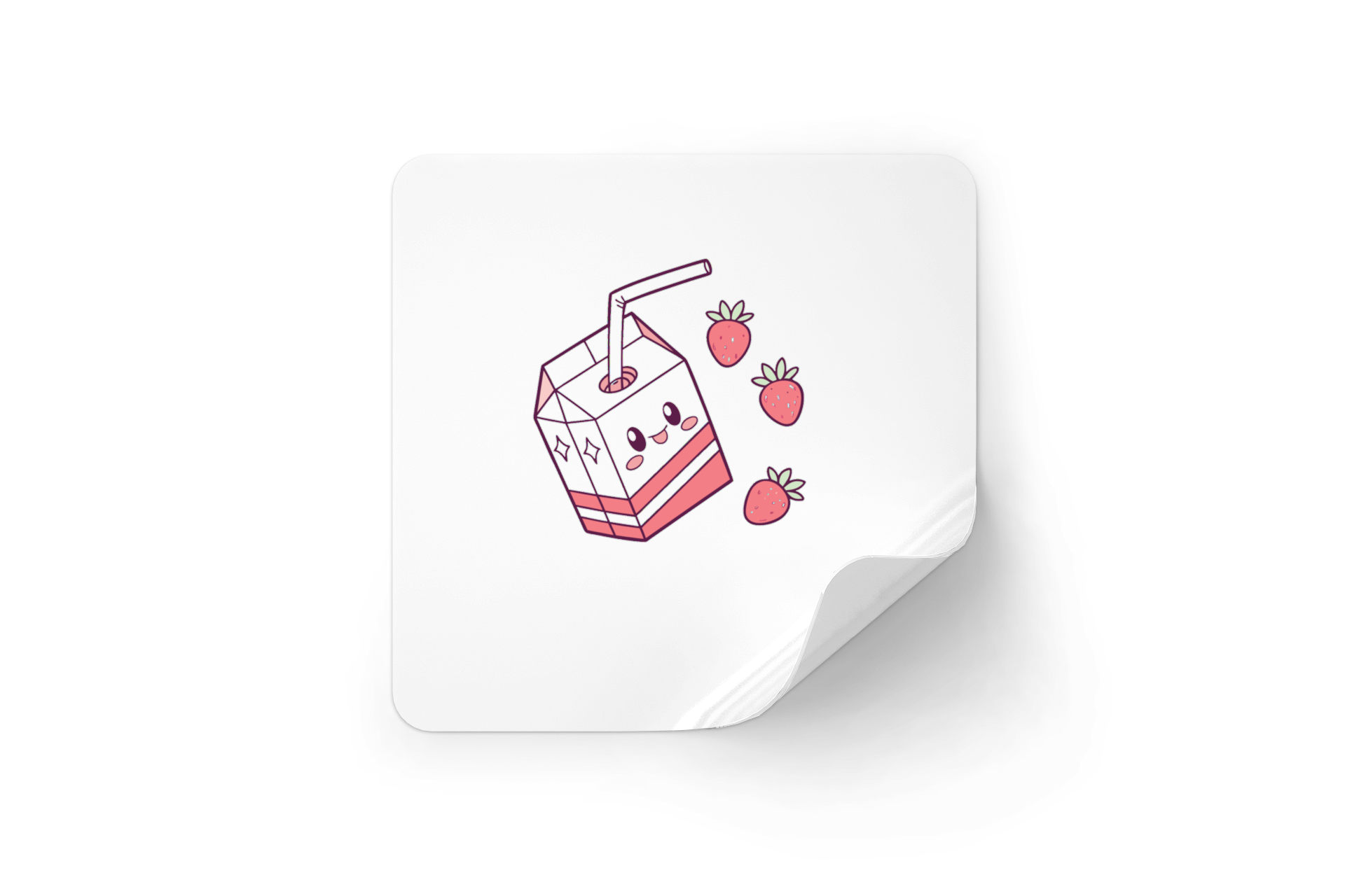 Sticker mignon boîte à jus kawaii, parfait pour décorer votre papeterie.