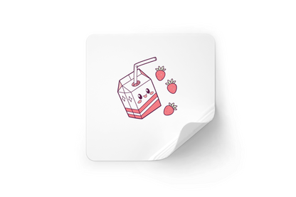 Sticker mignon boîte à jus kawaii, parfait pour décorer votre papeterie.
