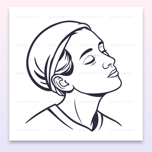 Illustration d'un profil paisible, ligne épurée, style minimaliste pour usage décoratif ou éducatif.