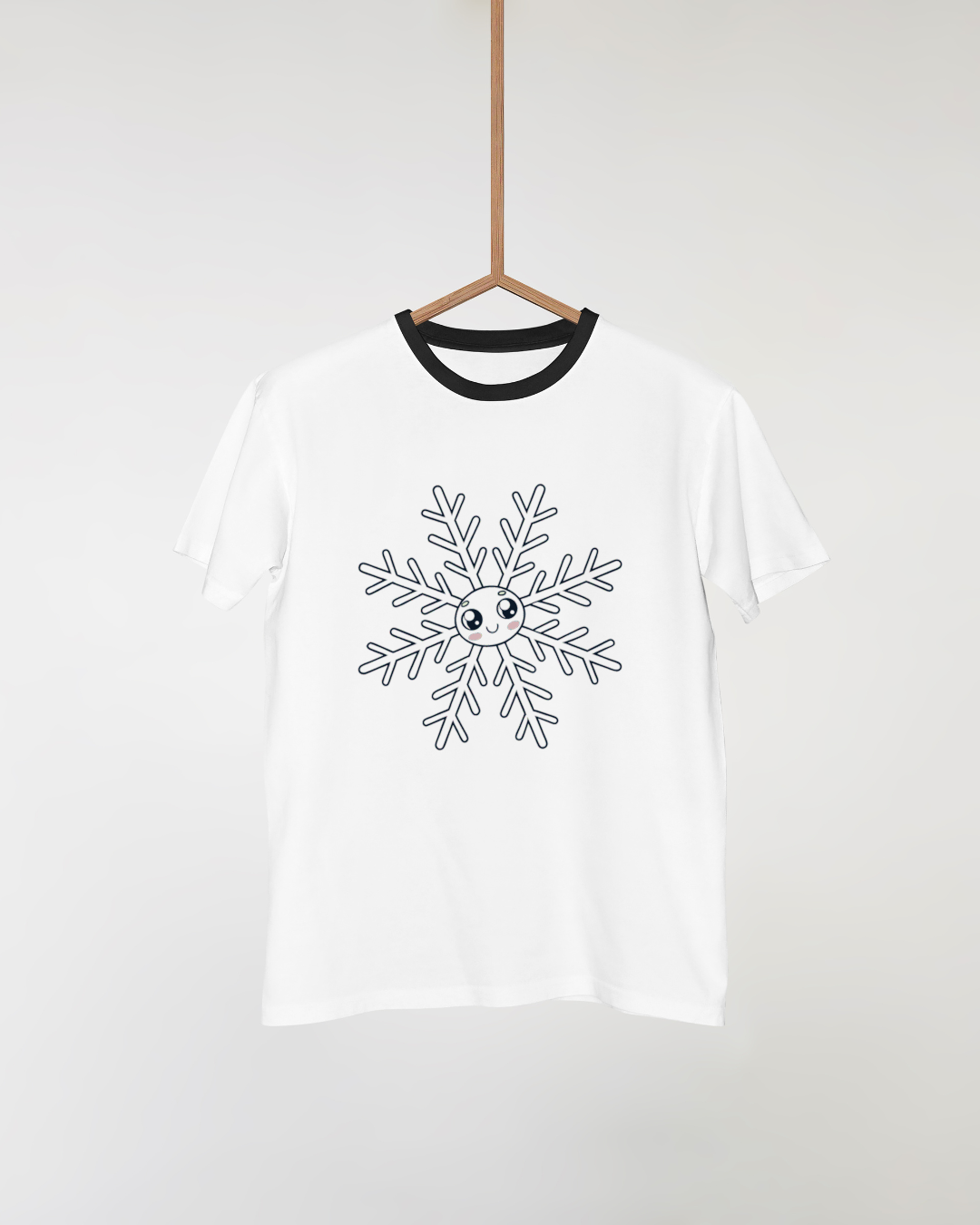 T-shirt décoré d'un flocon joyeux kawaii pour un style hivernal amusant