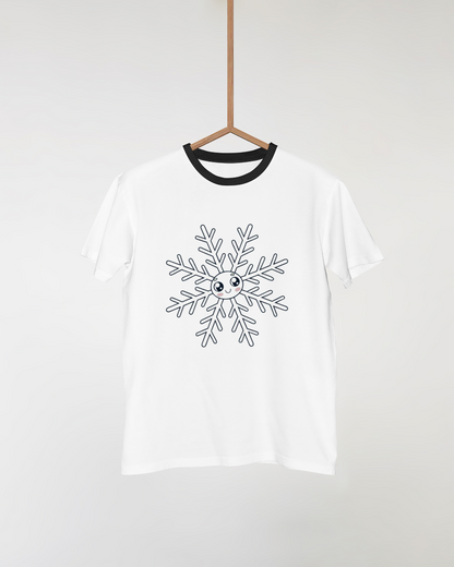 T-shirt décoré d'un flocon joyeux kawaii pour un style hivernal amusant