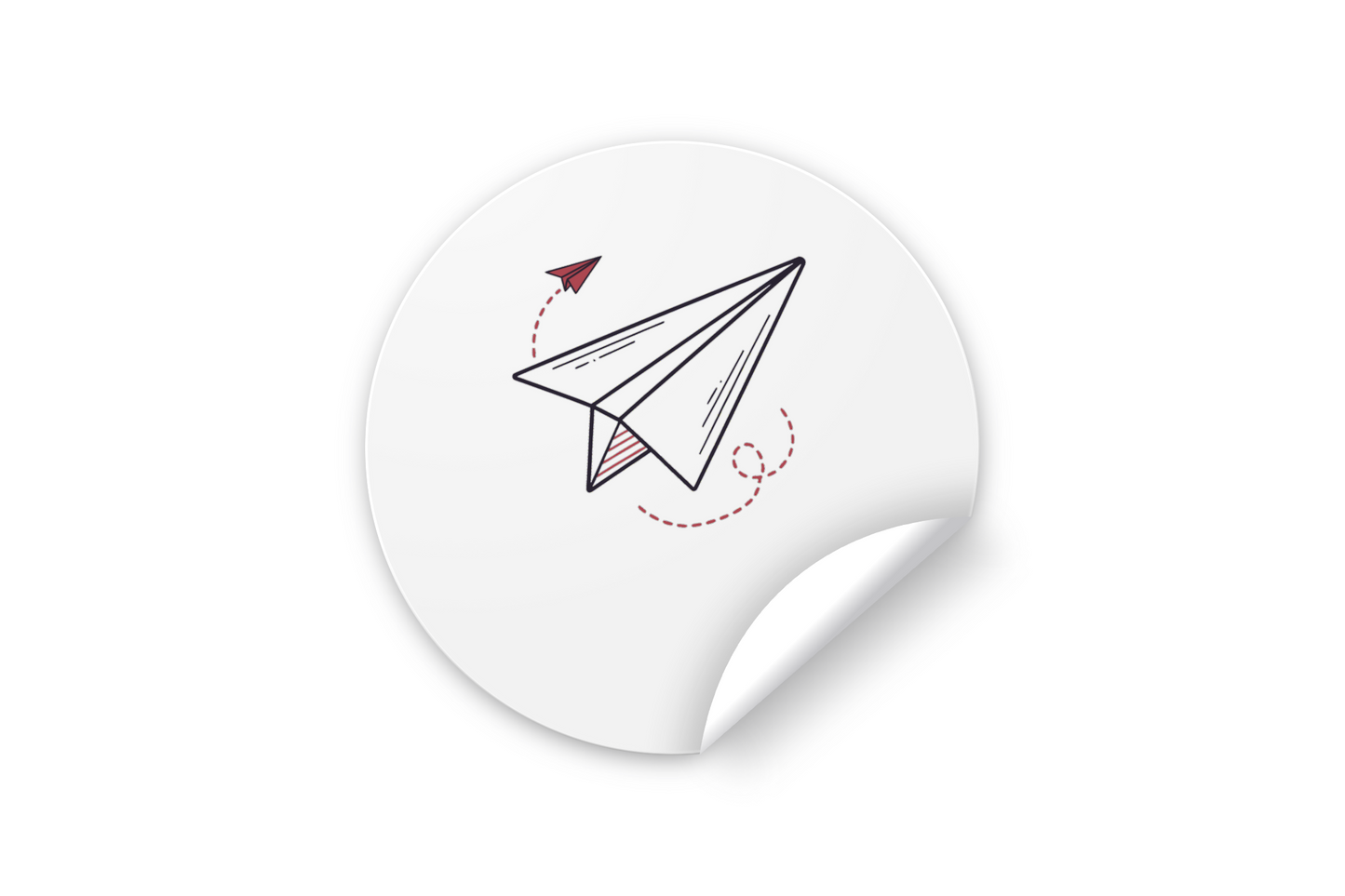Sticker décoratif avec avion en papier épuré, idéal pour un thème d'aventure passionnant