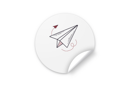 Sticker décoratif avec avion en papier épuré, idéal pour un thème d'aventure passionnant