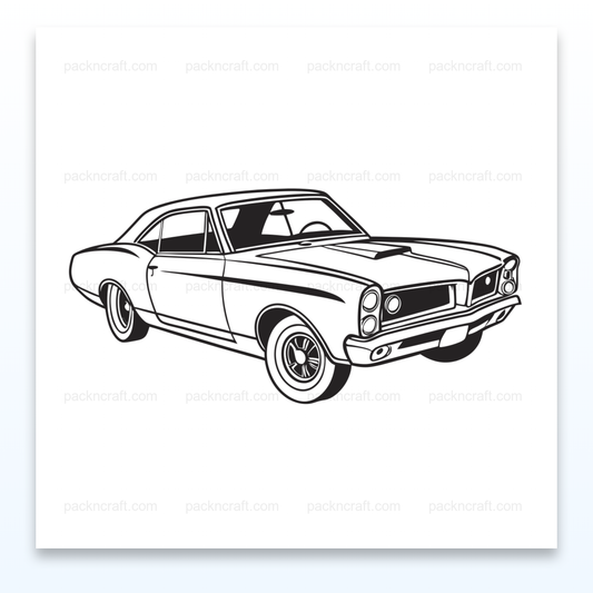 Illustration vectorielle de la Pontiac GTO 1967 en style vintage, idéale pour décoration rétro.