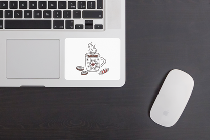 Sticker ambiance cocooning avec motif numérique de chocolat chaud hivernal
