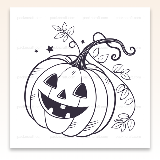 Illustration de citrouille moqueuse en style SVG monochrome pour Halloween.