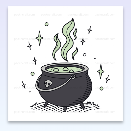 Illustration d'un chaudron magique fumant parfait pour Halloween et projets créatifs.
