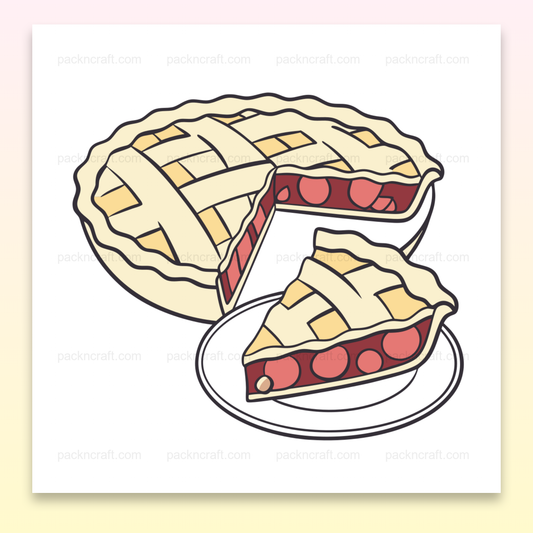 Illustration de tarte aux cerises tranchée, usage pour déco et papeterie