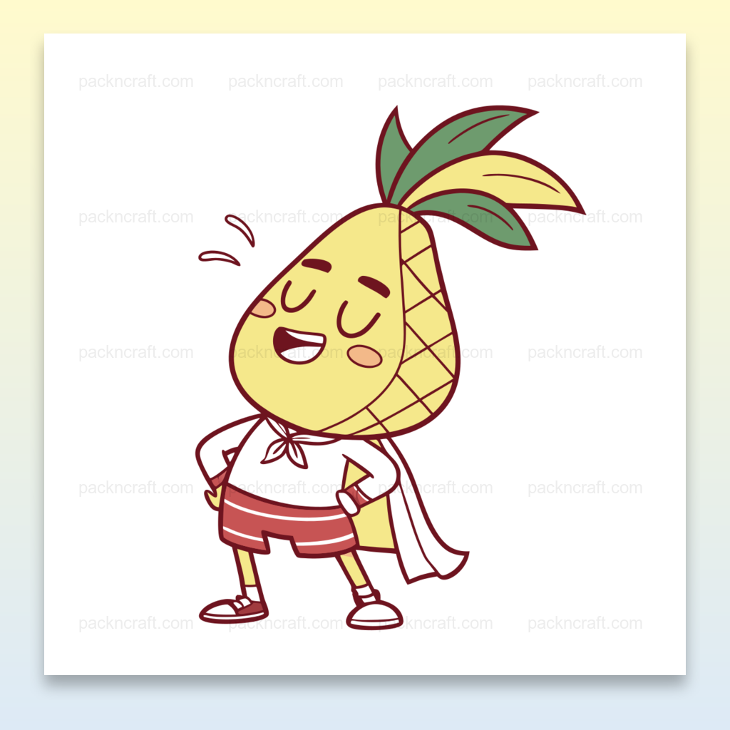 Illustration d'un ananas héroïque en style vectoriel pour usage créatif et éducatif.