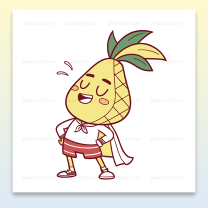 Illustration d'un ananas héroïque en style vectoriel pour usage créatif et éducatif.