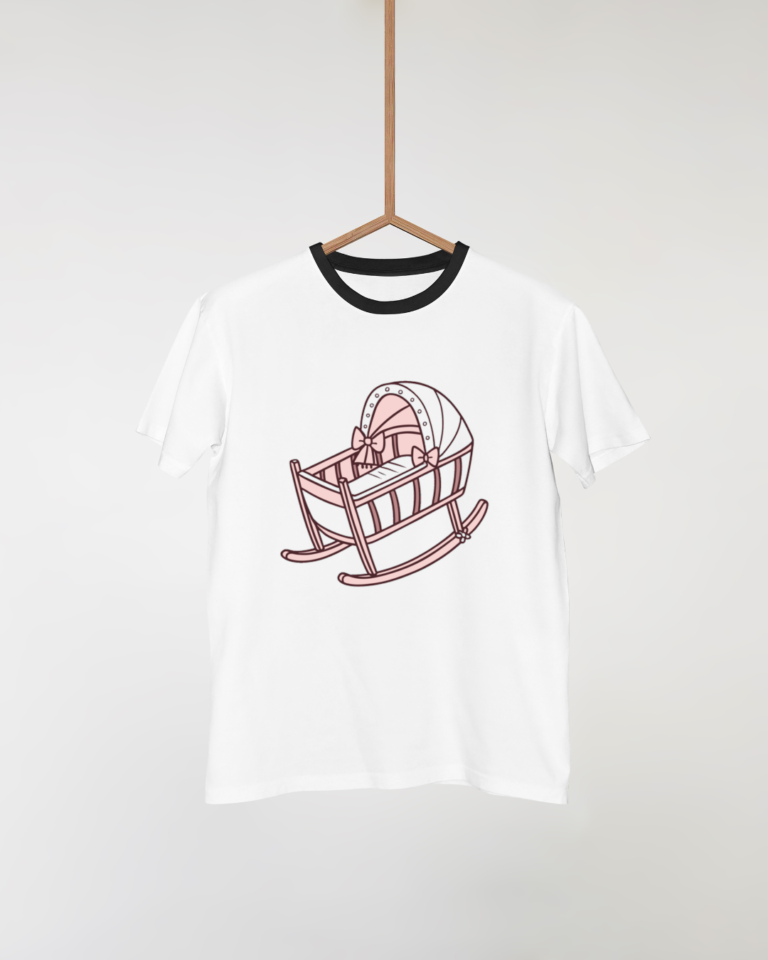 Visuel de berceau kawaii sur t-shirt, ambiance vintage et douce.