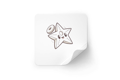 Sticker festif avec étoile et donut kawaii apportant une touche joyeuse et mignonne