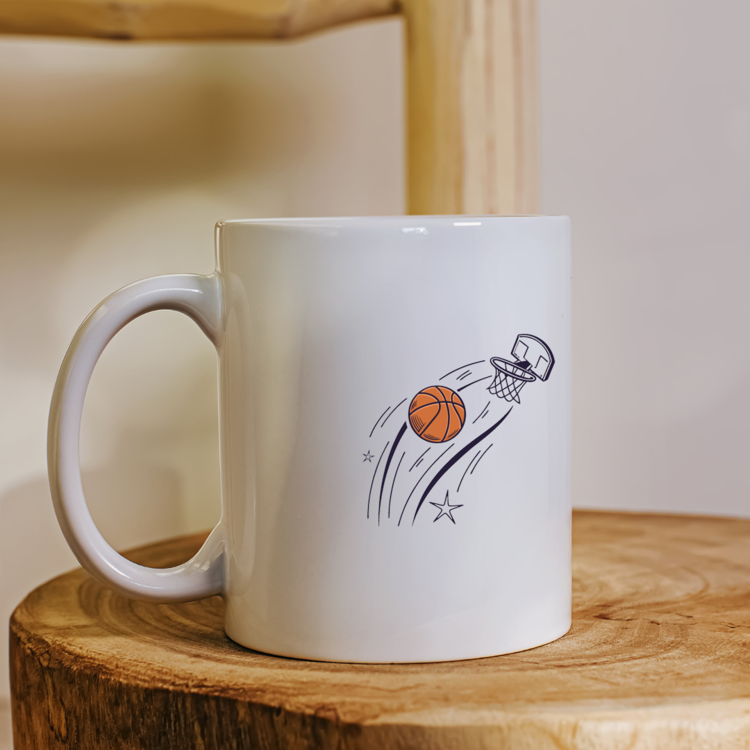 Mug décoré d'une icône dynamique de dunk de basket apportant énergie et passion
