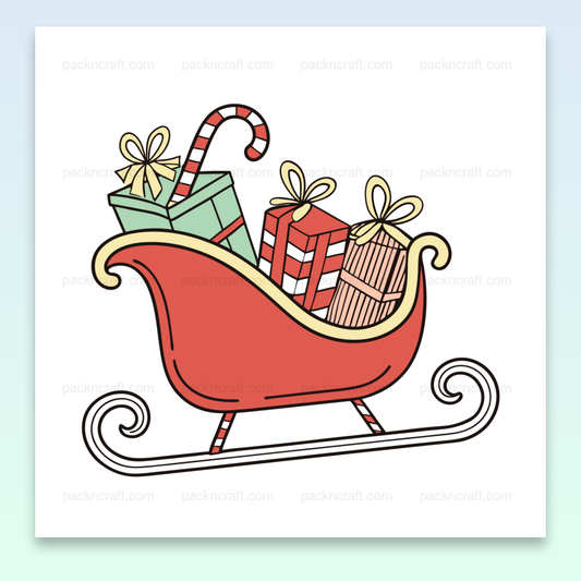 Illustration festive d'un traîneau débordant de cadeaux, idéal pour Noël