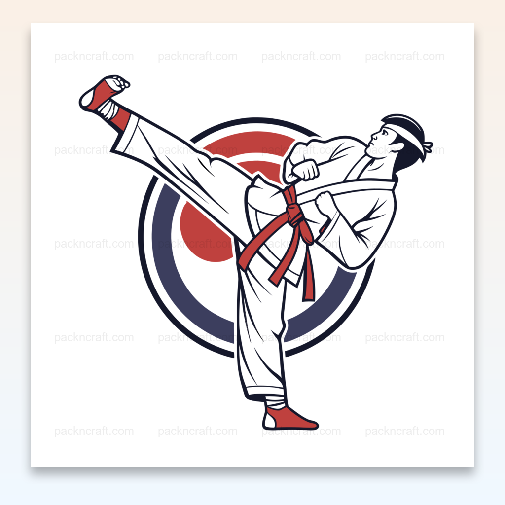 Illustration vectorielle d'un karateka dynamique, idéale pour papeterie, éducation et déco
