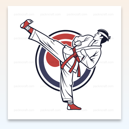 Illustration vectorielle d'un karateka dynamique, idéale pour papeterie, éducation et déco