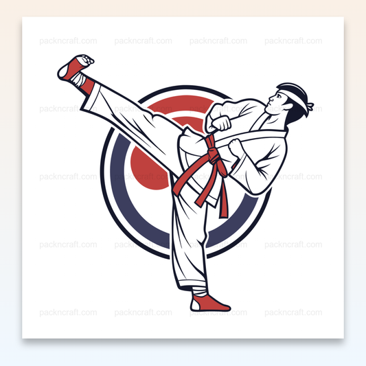 Illustration vectorielle d'un karateka dynamique, idéale pour papeterie, éducation et déco