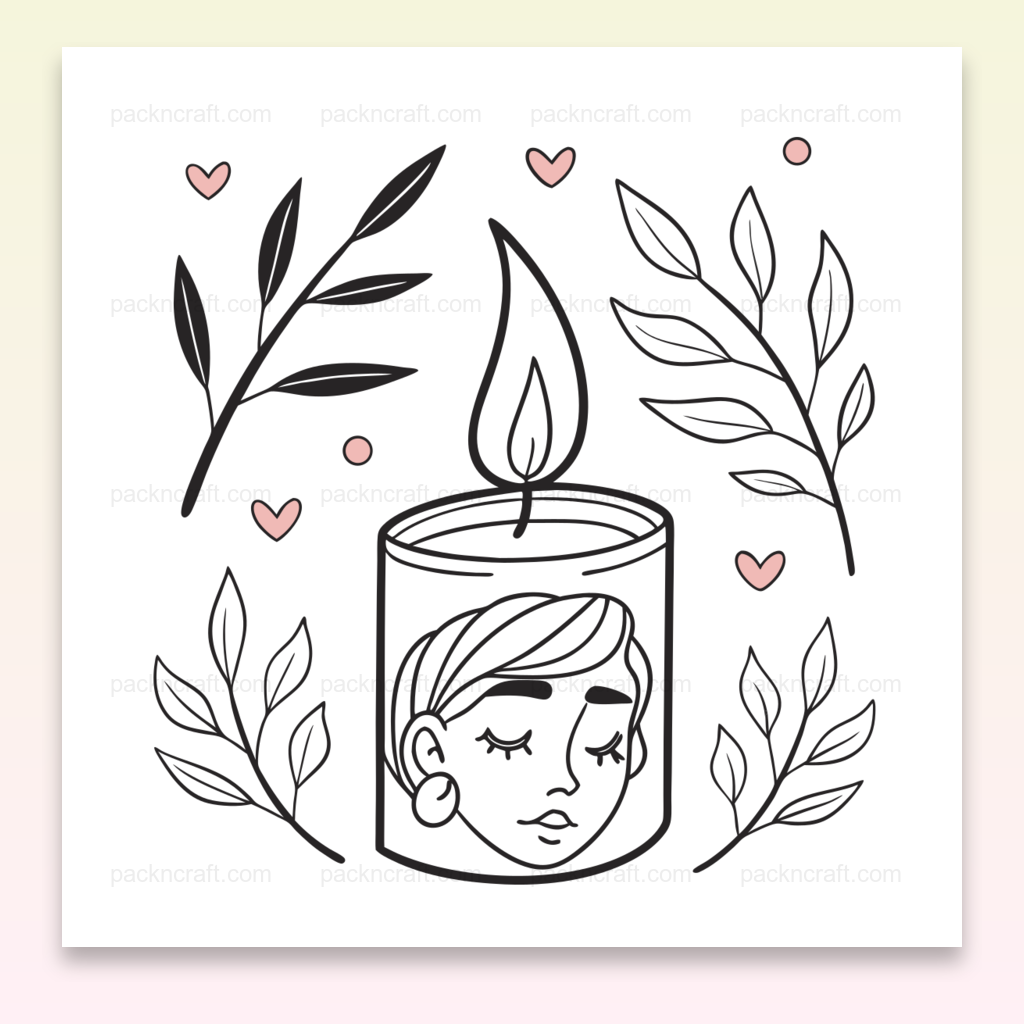 Illustration numérique bougie visage apaisé pour déco et projets DIY